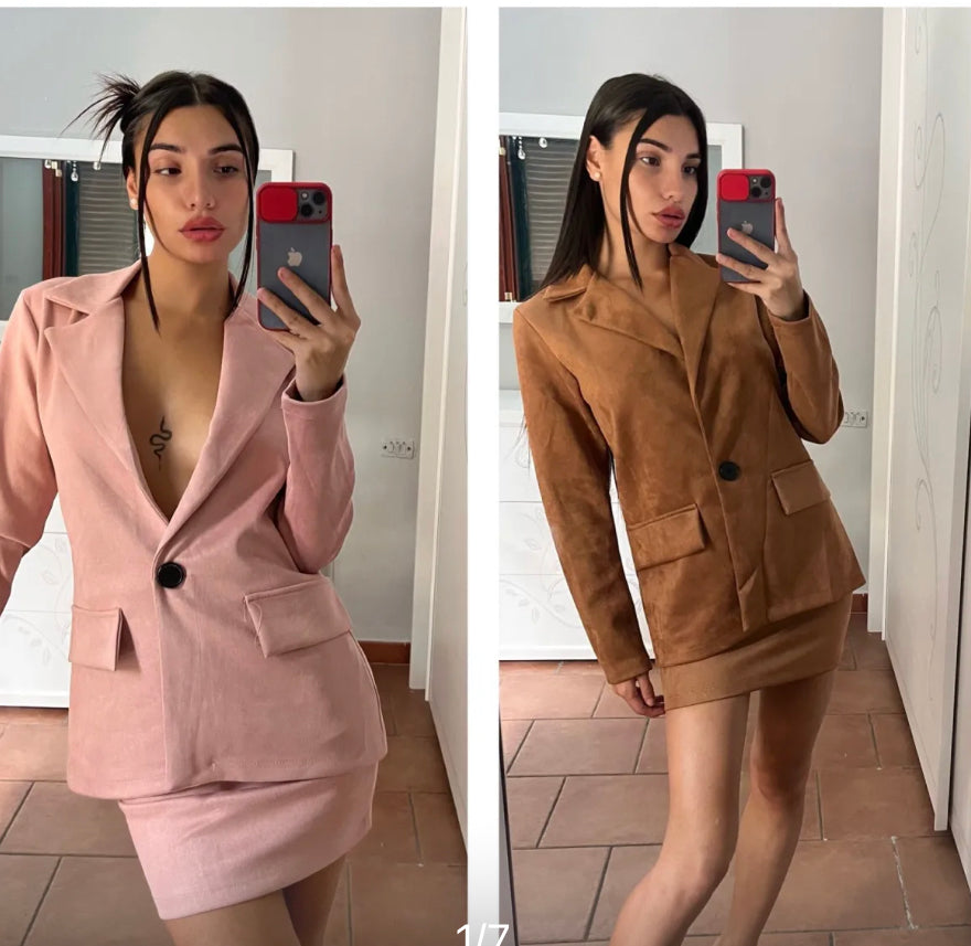 Tailleur Donna Elegante Invernale - Completo Due Pezzi Con Giacca E Pantaloni Per Ufficio E Cerimonie - Foto 8