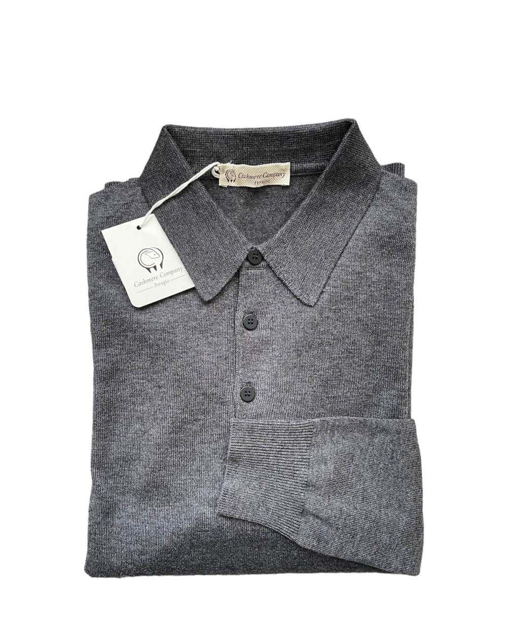 Cashmere Company Polo uomo Grigio Antracite  Lana Cashmere e Seta