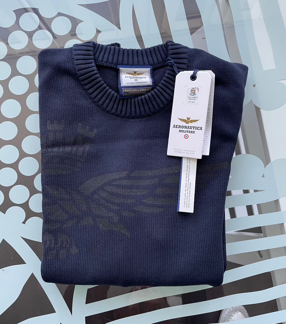 Aeronautica Militare Maglione Uomo Blu Sc-50% manica lunga cotone