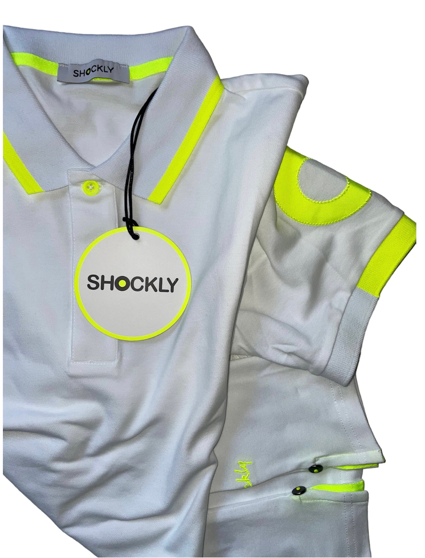 Shockly Polo Uomo Bianco sc-50%inserti Fluo manica corta