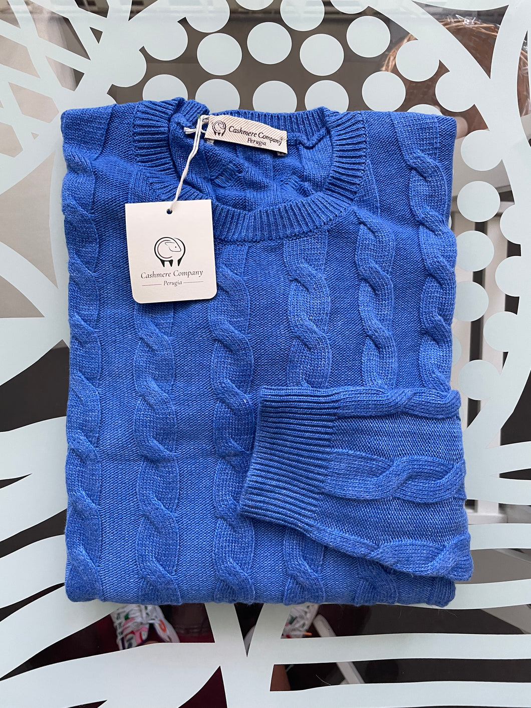 Cashmere Company maglia donna Bluette  girocollo trecce Lana e Cashmere