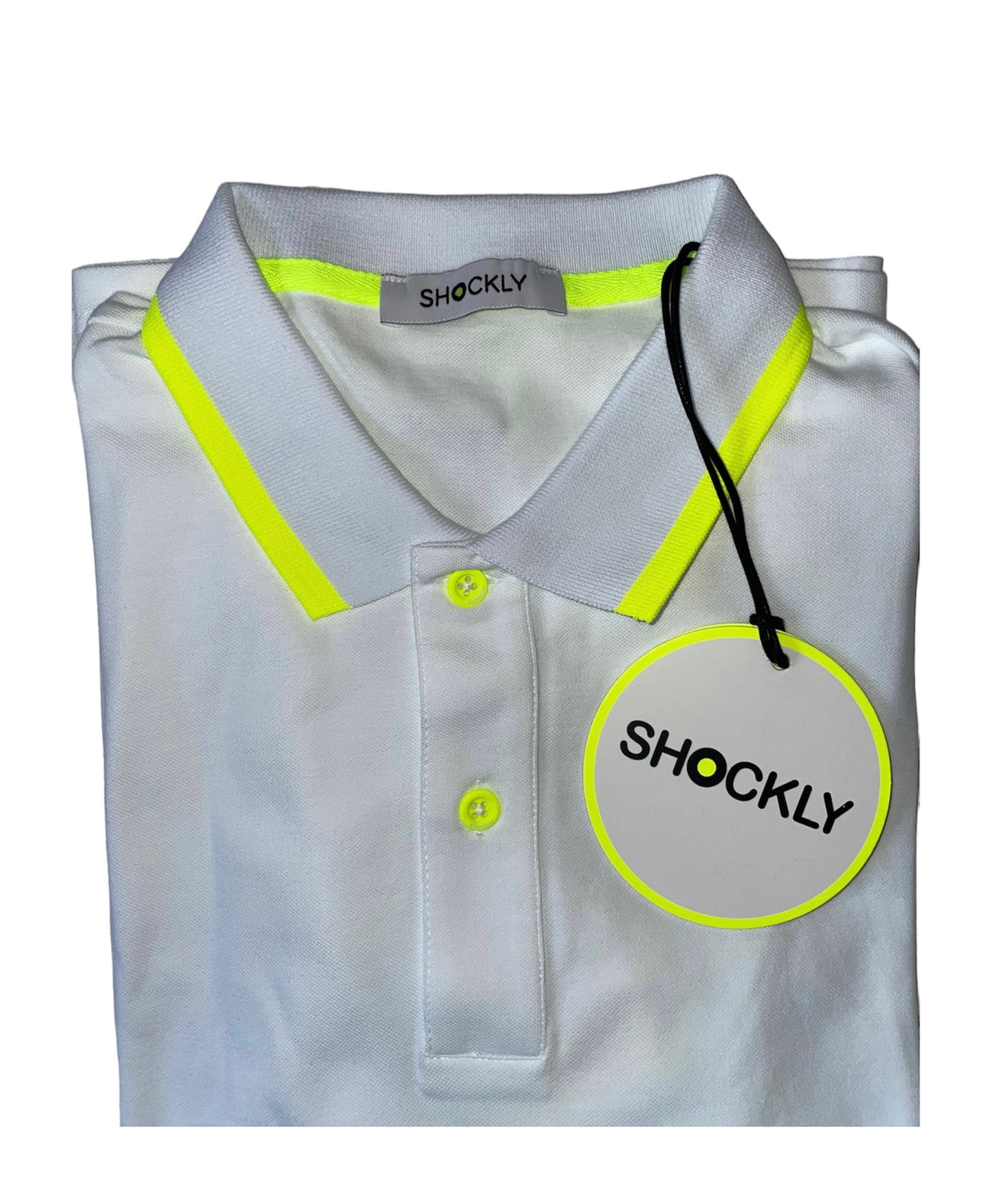 Shockly Polo Uomo Bianco sc-50%inserti Fluo manica corta