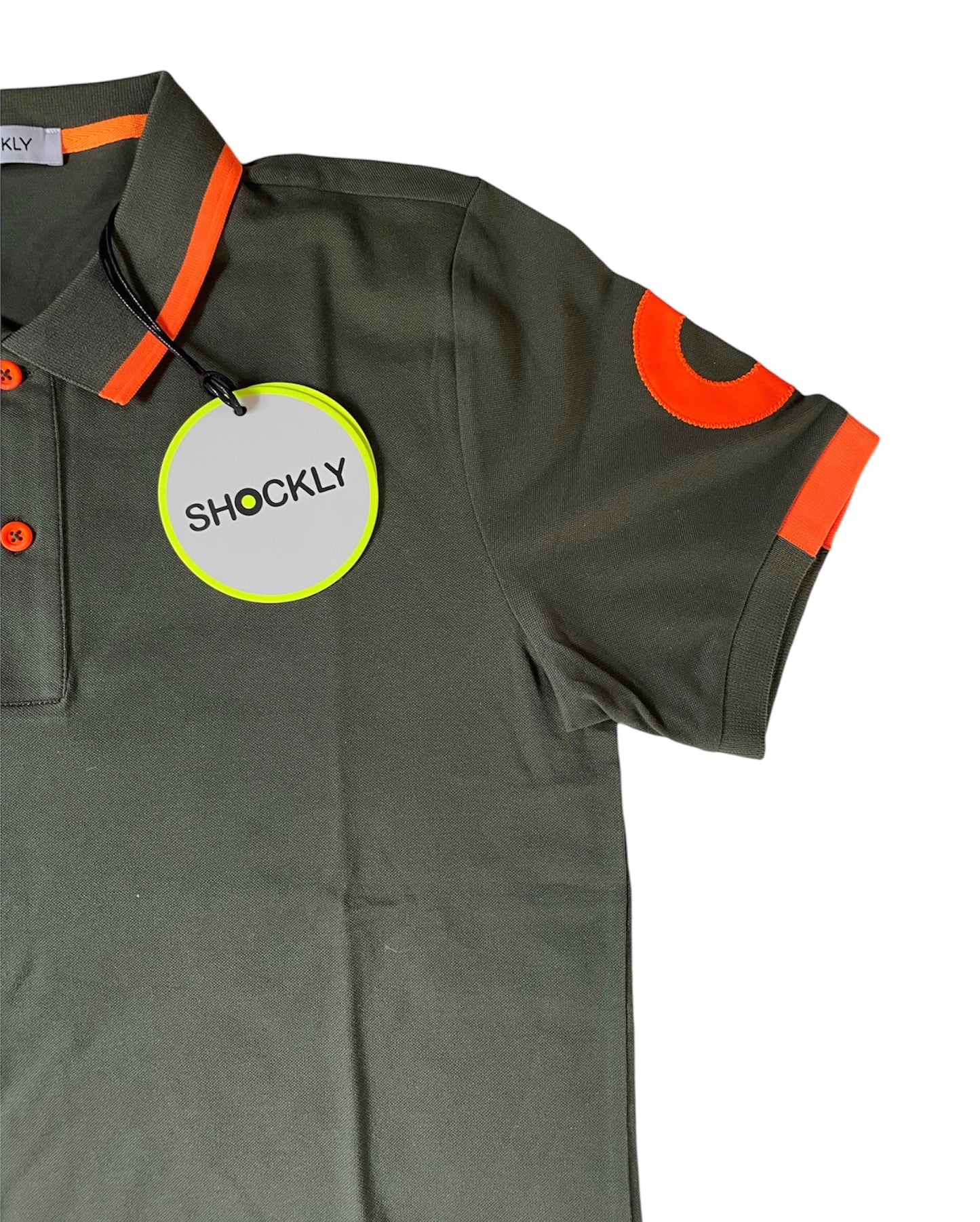 Shockly Polo Uomo verde militare SC-50% inserti Fluo manica corta