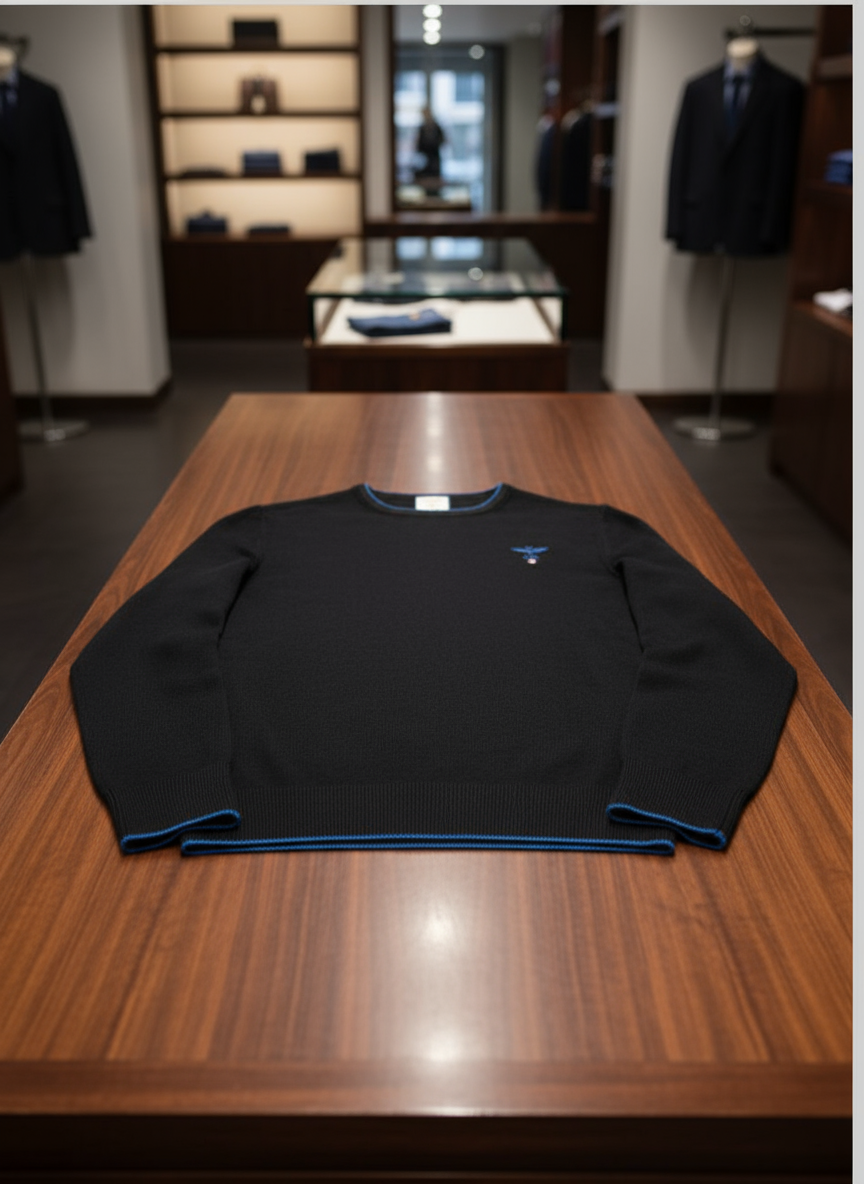 Maglia nera aperta in esposizione