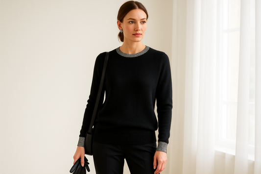 Maglia nera con lurex argento