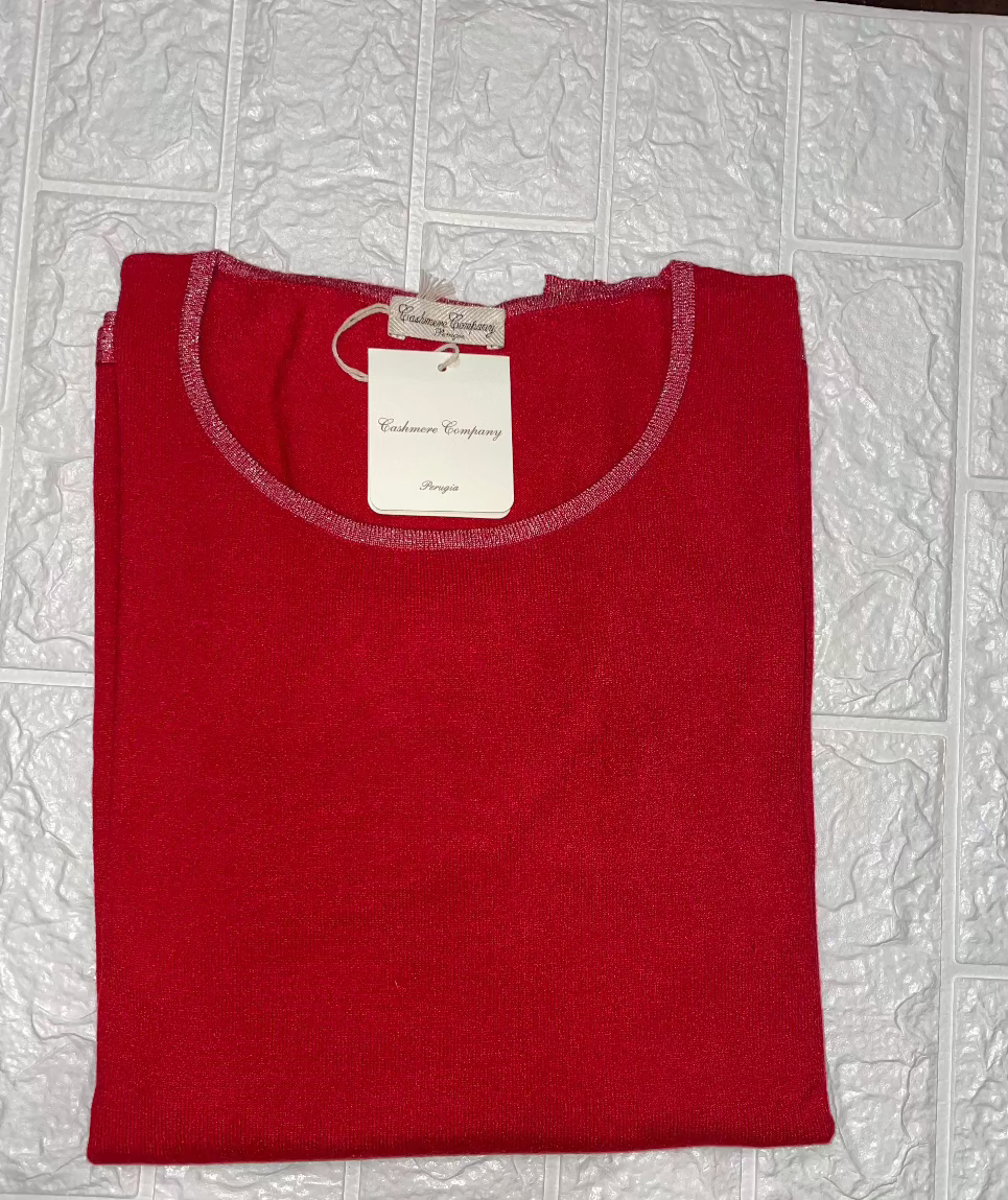 Cashmere Company maglia donna girocollo rosso sc-50%  maxi lurex