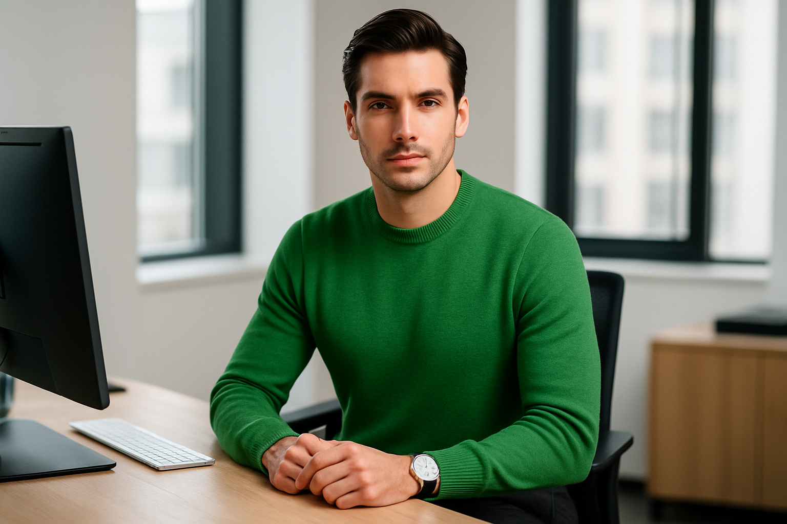 maglia uomo sottogiacca verde prato cashmere e lana made in italy Lanè