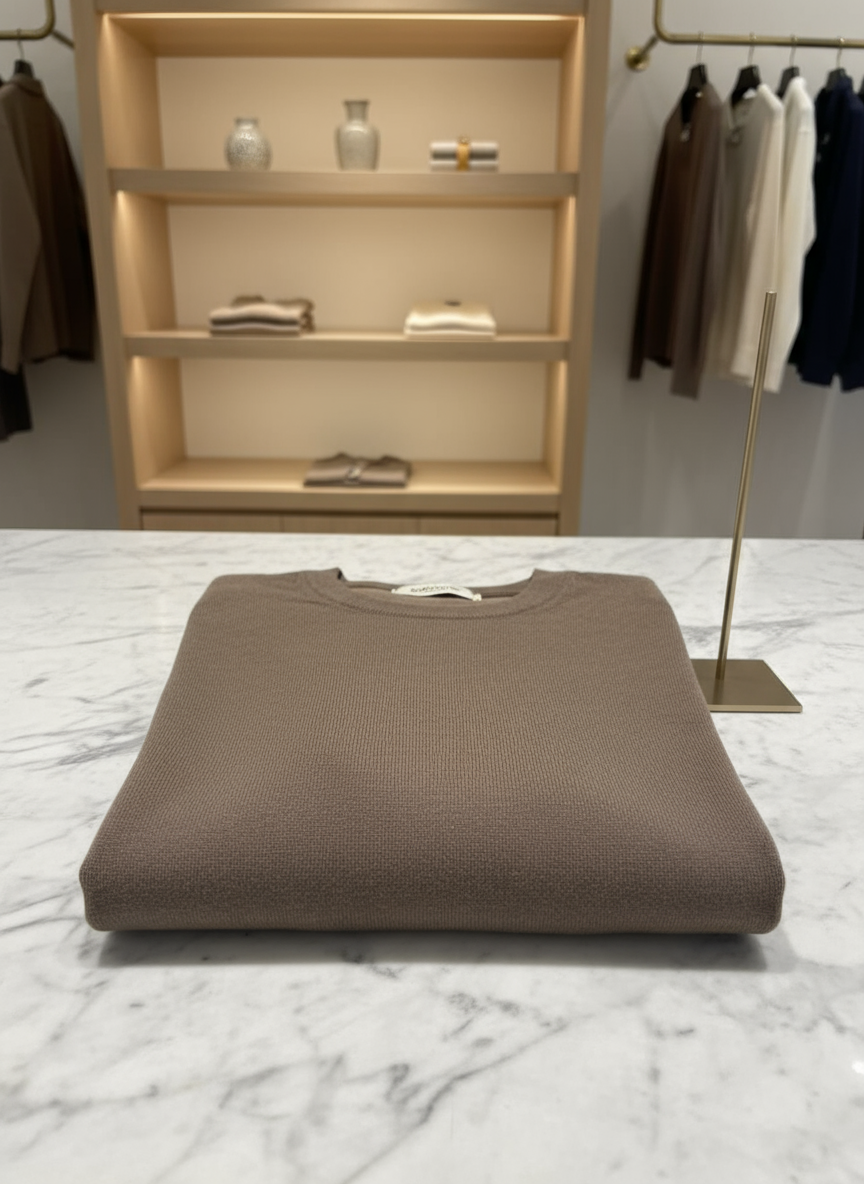 Maglione piegato sul banco