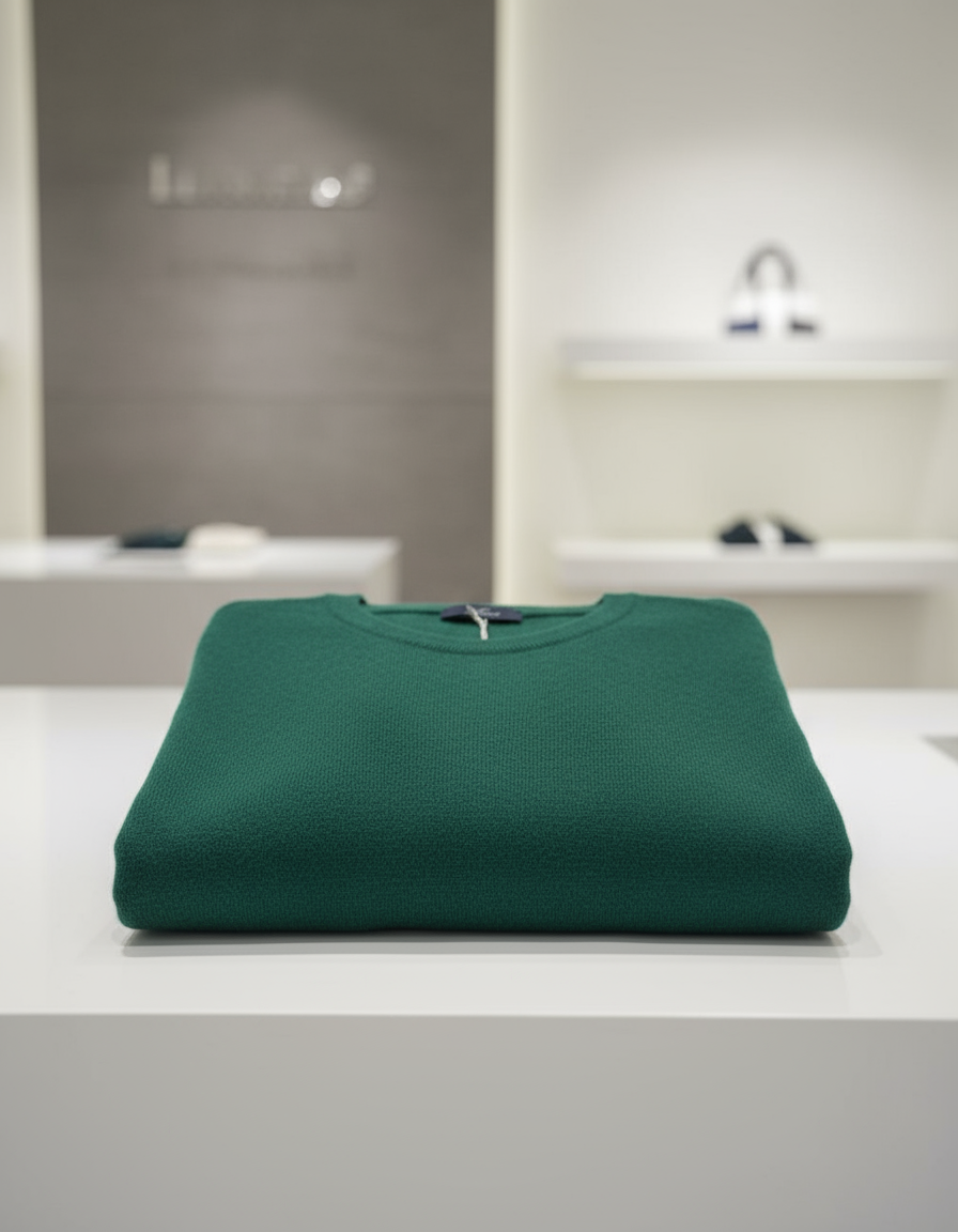 Primo piano esposizione maglia verde