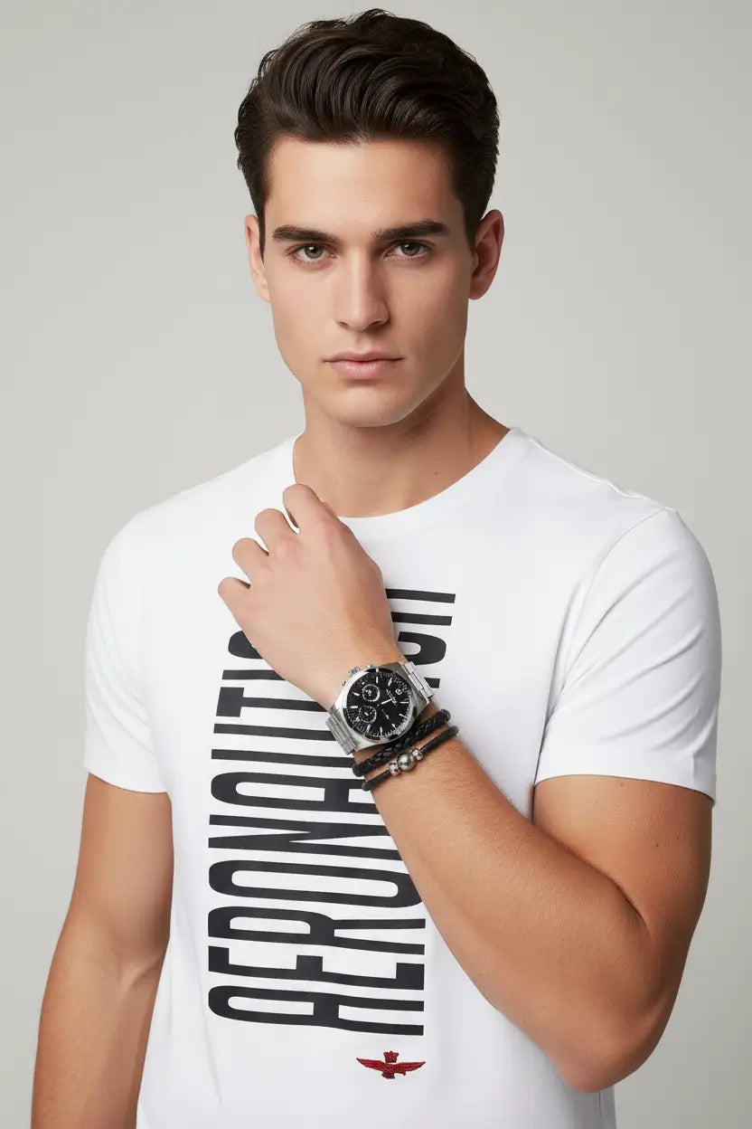 Aeronautica Militare T-shirt Uomo Bianca Manica Corta