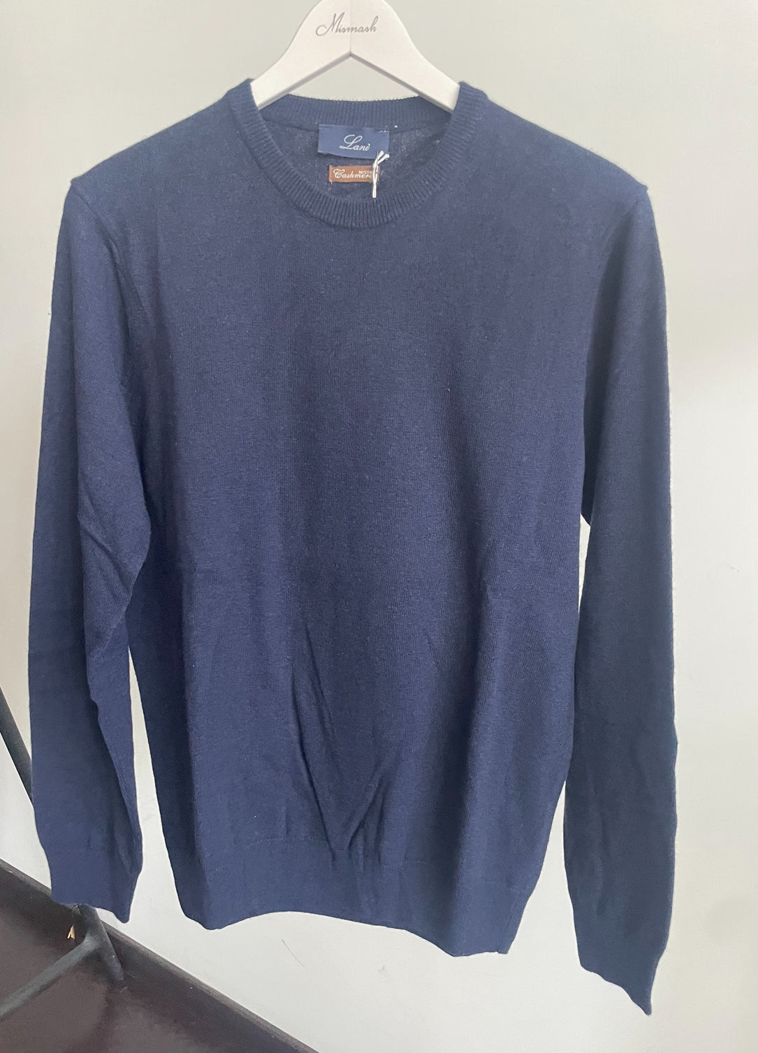Lanè pullover girocollo uomo made in Italy blu Navy lana e cashmere 