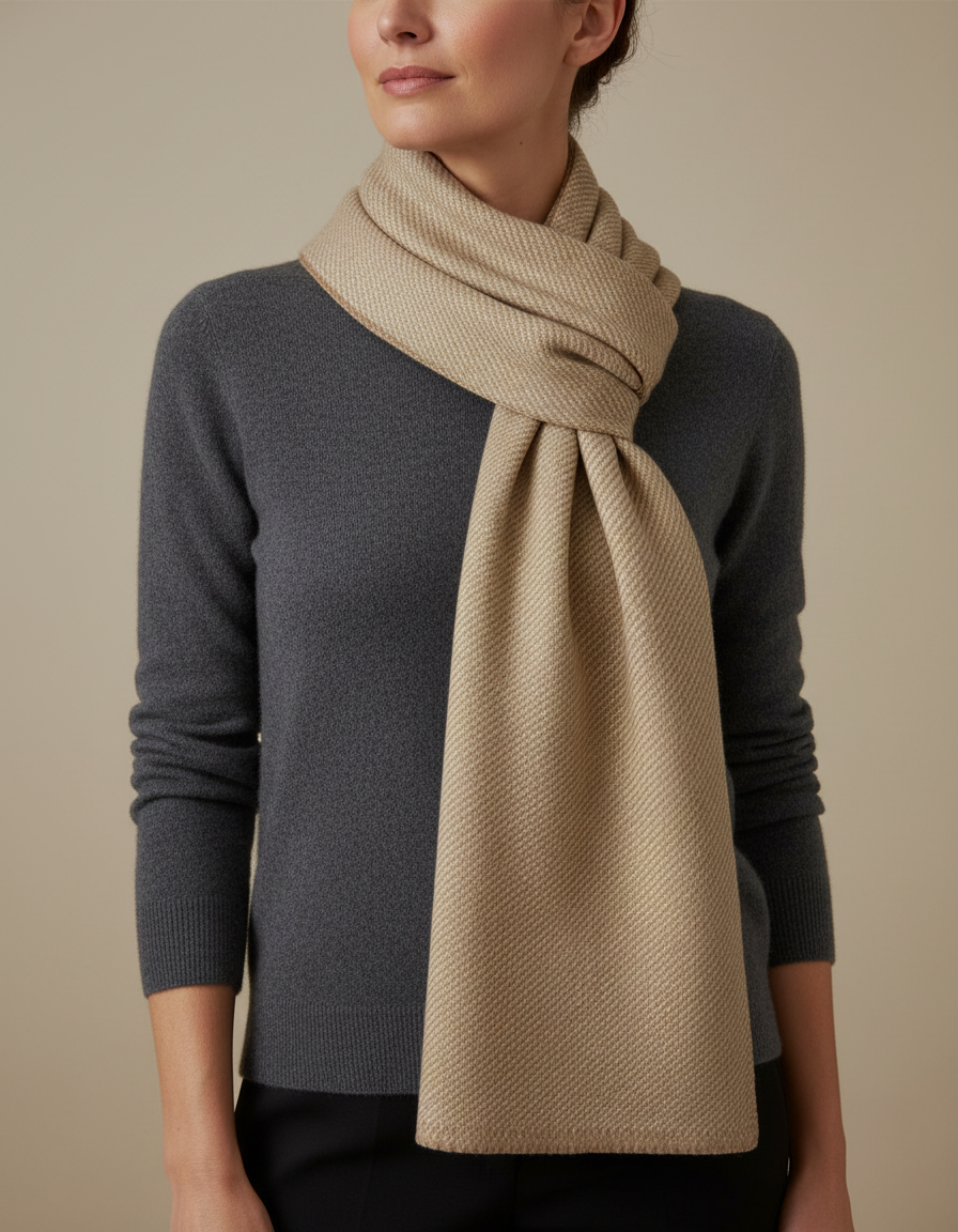 sciarpa grande Scialle donna beige sabbia stola in lana rasata