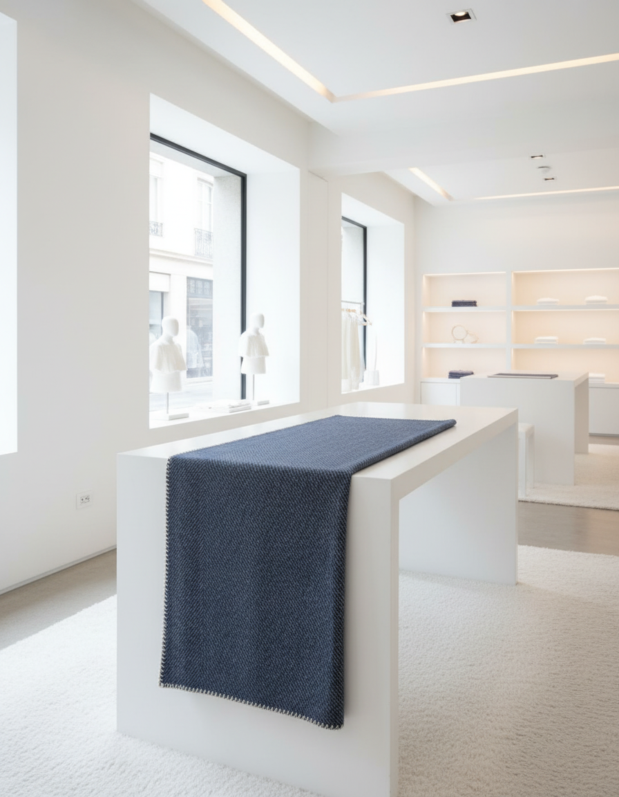 Stola blu in boutique