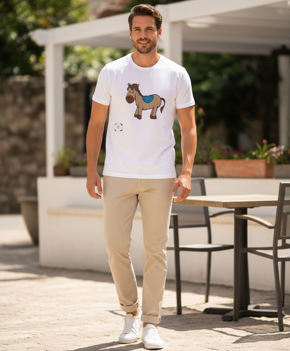 T-shirt bianca cavallino outfit casual
