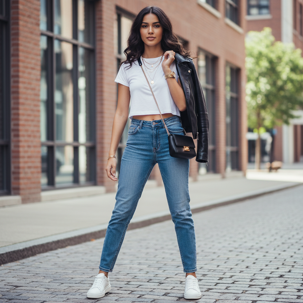 T-shirt bianca outfit completo