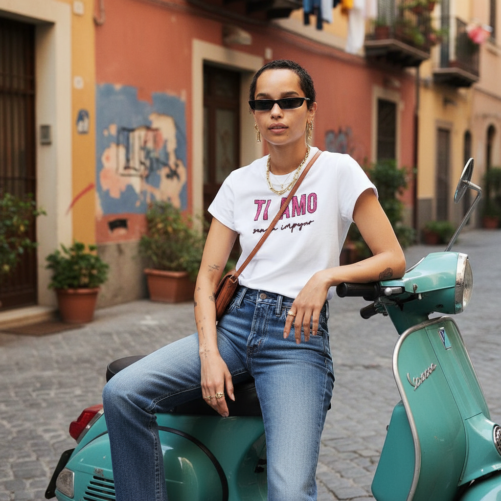 T-shirt bianca stile casual
