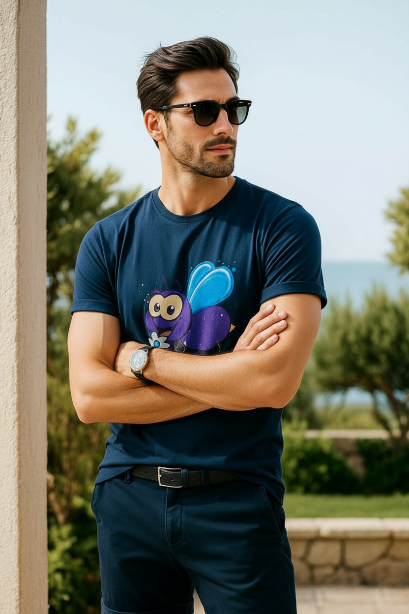 T-shirt blu ape posa confident