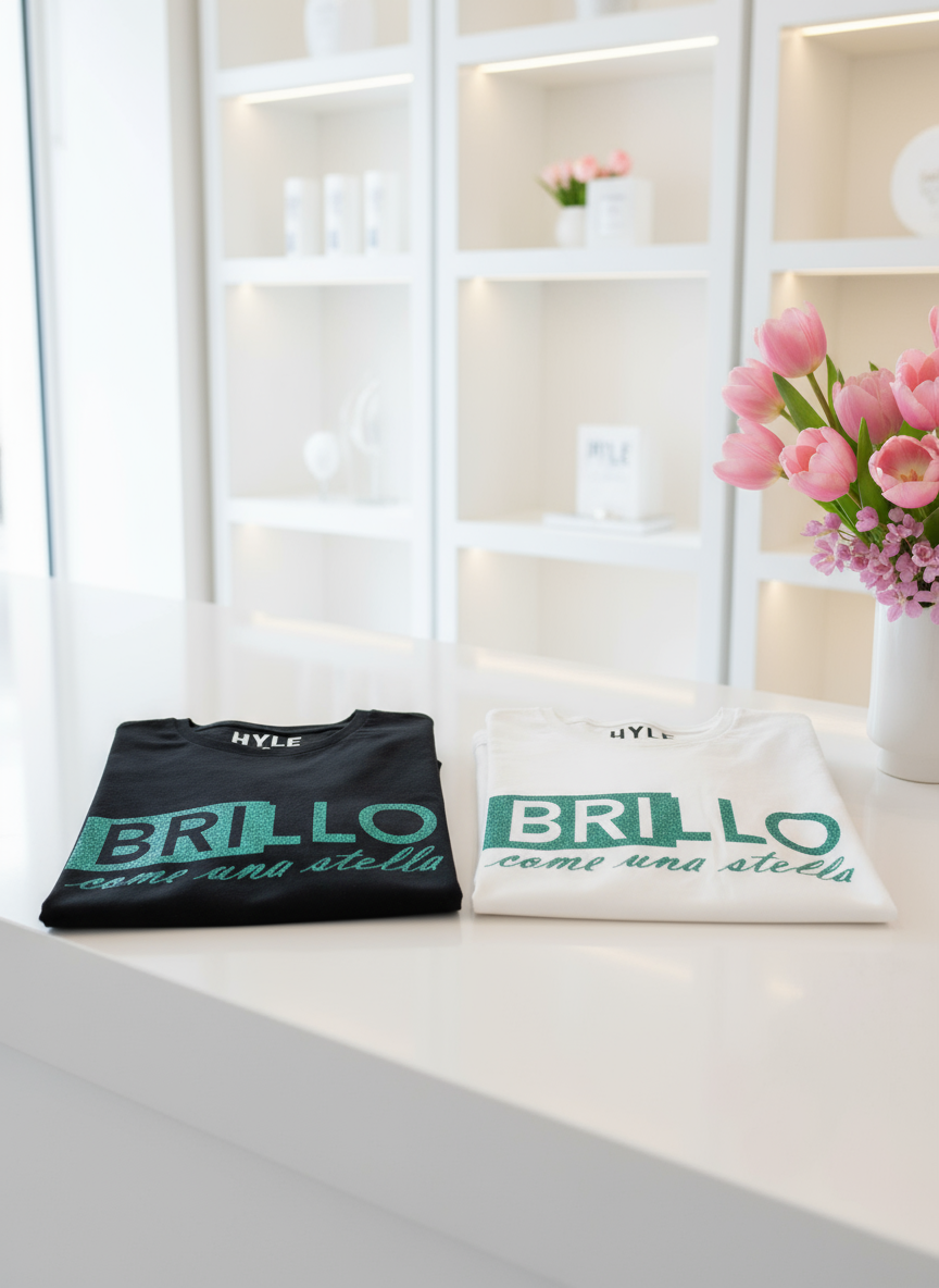 T-shirt BRILLO nera e bianca in negozio