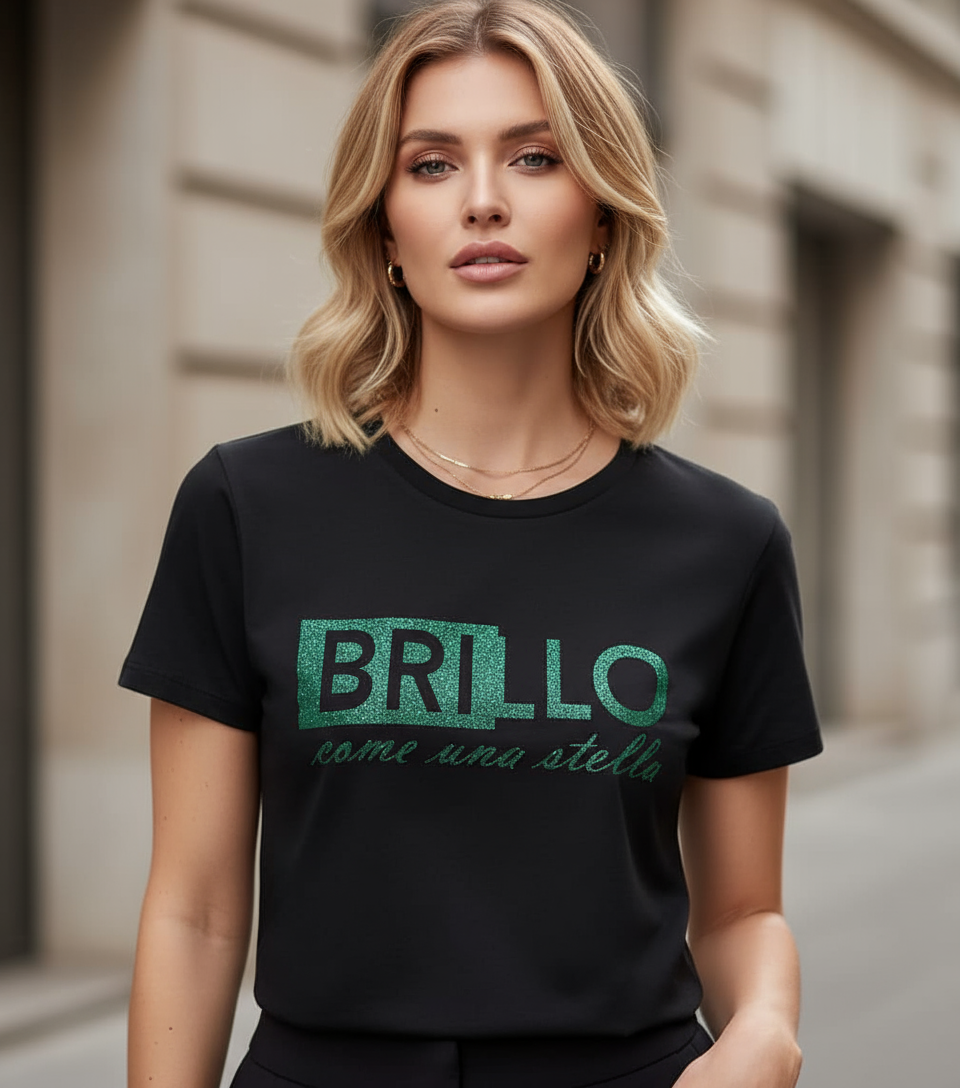 T-shirt BRILLO nera - Primo piano