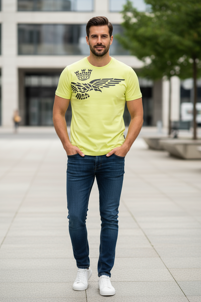 T-shirt gialla Aeronautica Militare - posa 1