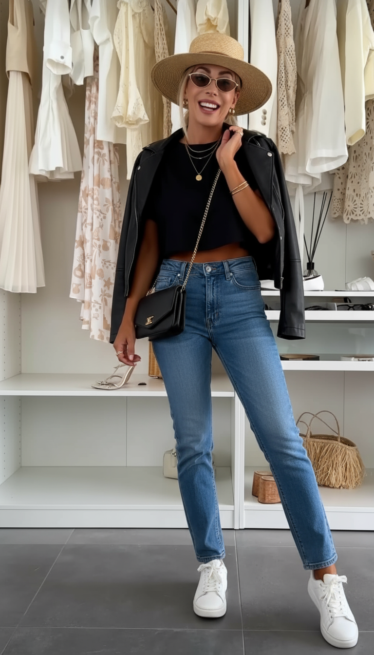 T-shirt nera outfit completo