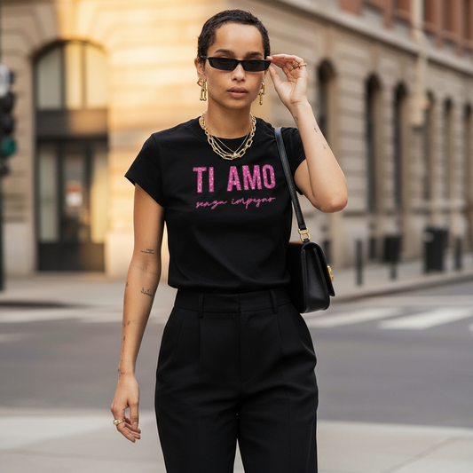 T-shirt nera stile elegante