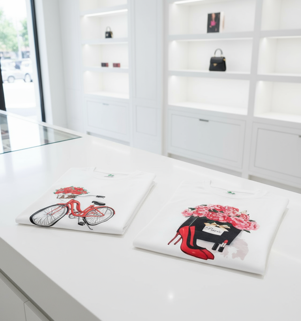 T-shirt piegate in negozio