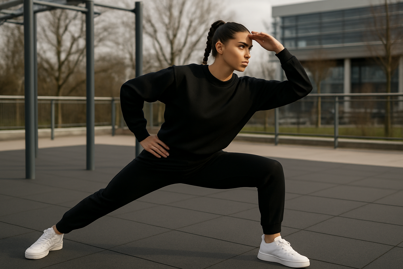 Tuta nera - stretching outdoor