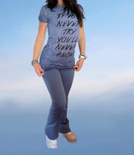 Carica l&#39;immagine nel visualizzatore di Gallery, T-shirt Donna blu denim maglia girocollo cotone
