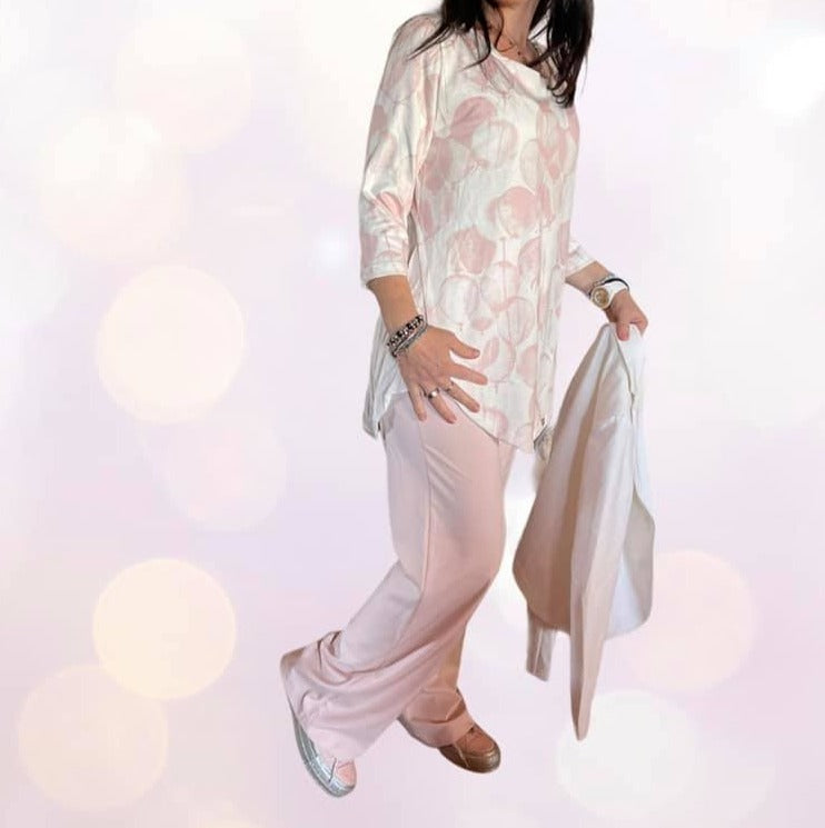Pantalone Donna a palazzo rosa cipria Art Moana