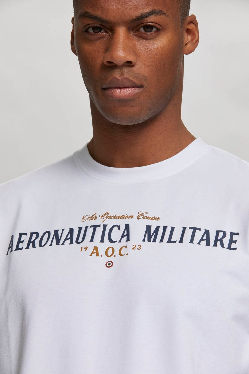 Aeronautica Militare sc-50% t-shirt uomo bianco cotone Made in Italy