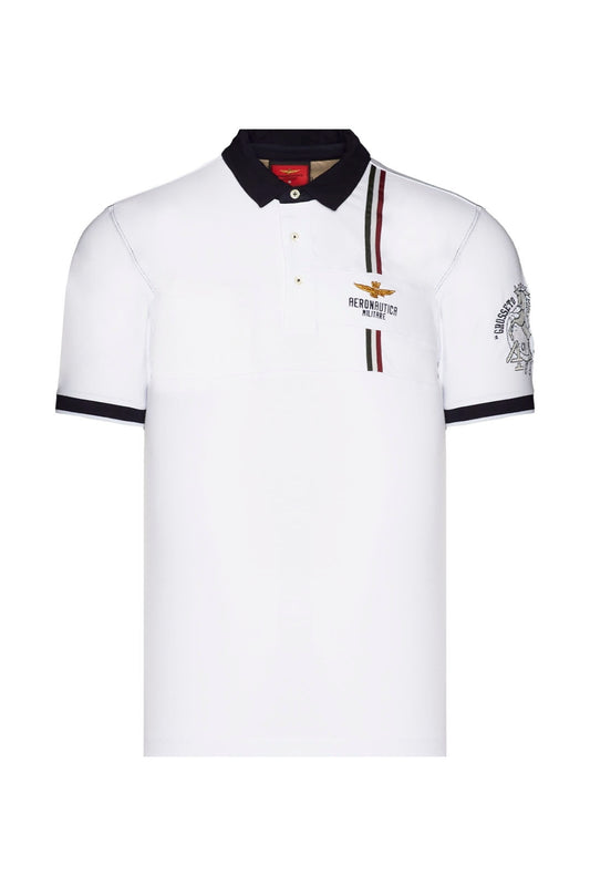 Aeronautica Militare Polo Uomo Bianca SC-50% 4° Stormo Gruppo Caccia | Eleganza e coraggio