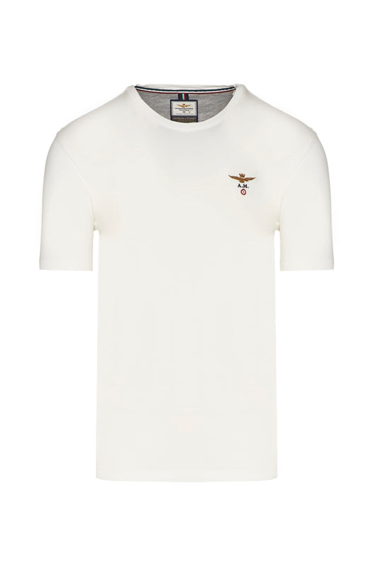 Aeronautica Militare t shirt Uomo Bianca Basic SC-30% Manica Corta Corta