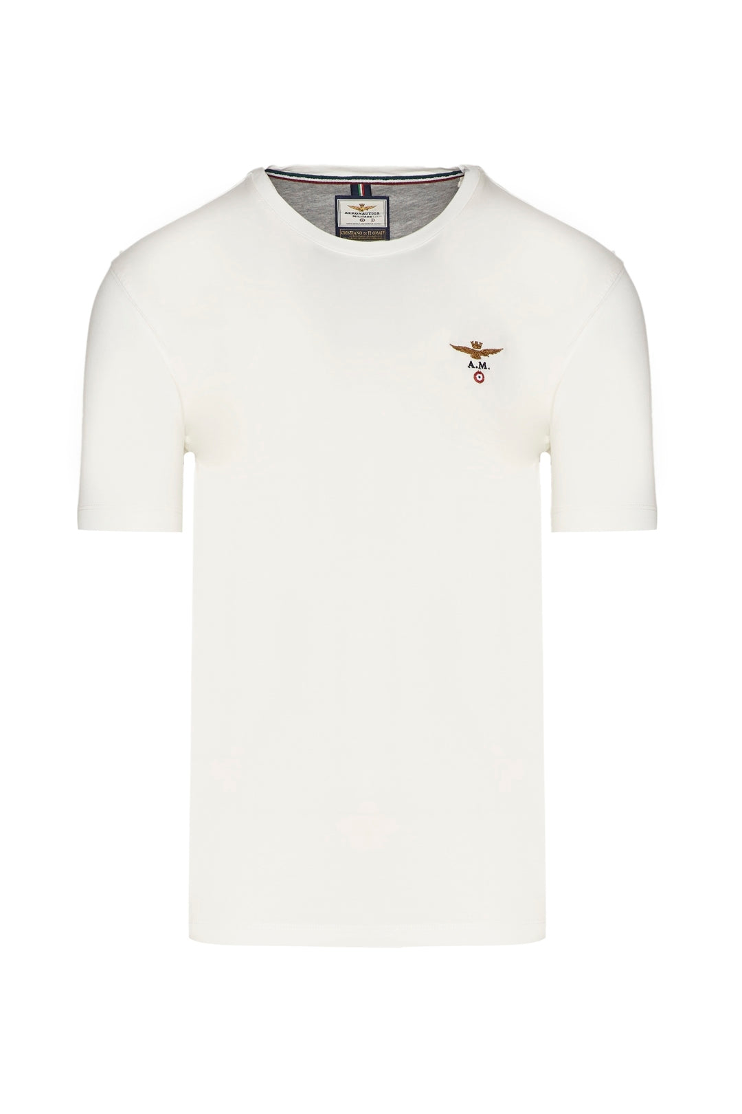 Aeronautica Militare T-shirt uomo basic bianco Girocollo manica corta cotone