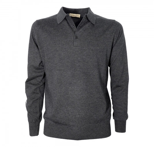 Cashmere Company Polo uomo Grigio Antracite  Lana Cashmere e Seta