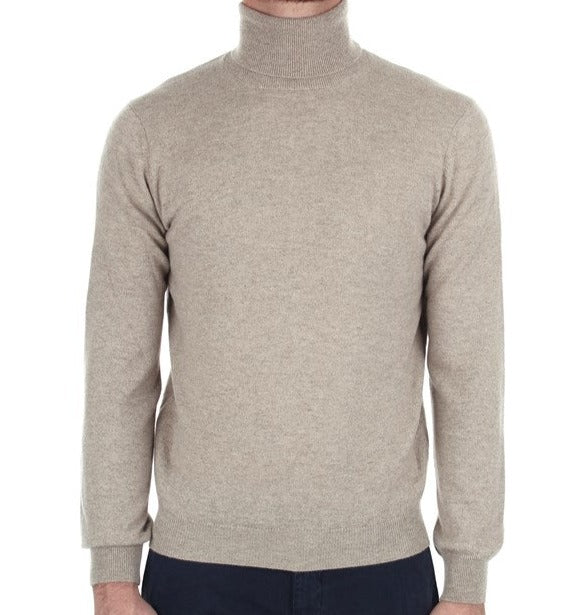 Cashmere Company maglia uomo beige sabbia  dolcevita Cashmere Lana e Seta