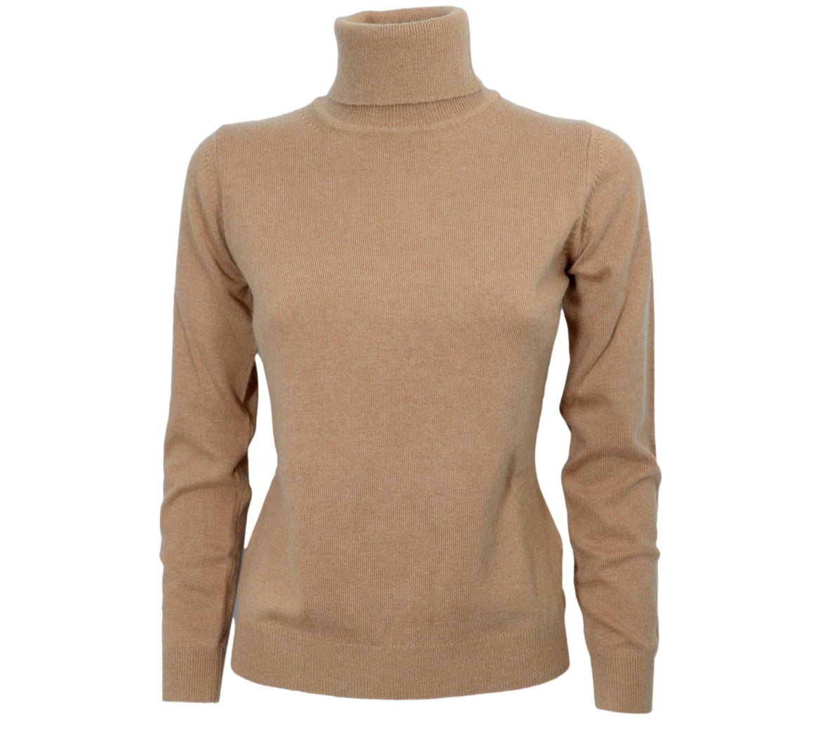 Cashmere Company Dolcevita Donna beige  | Lusso Puro: Cashmere e Lana, Collo Alto