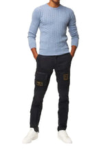 Carica l&#39;immagine nel visualizzatore di Gallery, Aeronautica Militare maglia uomo azzurro in lana trecce girocollo
