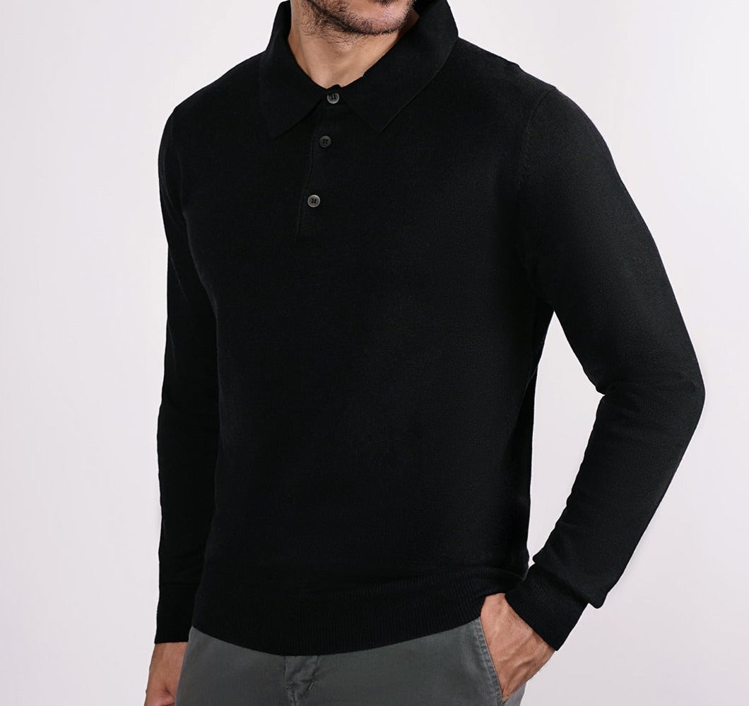 Cashmere Company Polo Uomo Nero | Lusso Puro: Cashmere, Lana e Seta