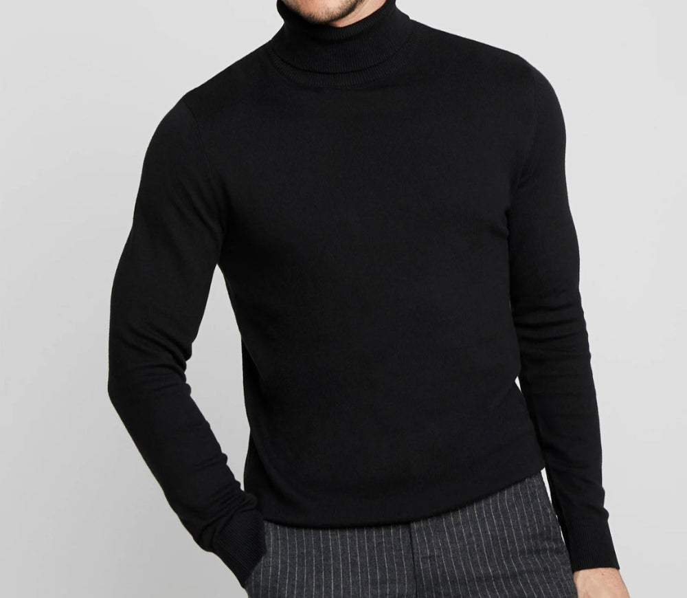 Sottogiacca uomo dolcevita nero cashmere e lana