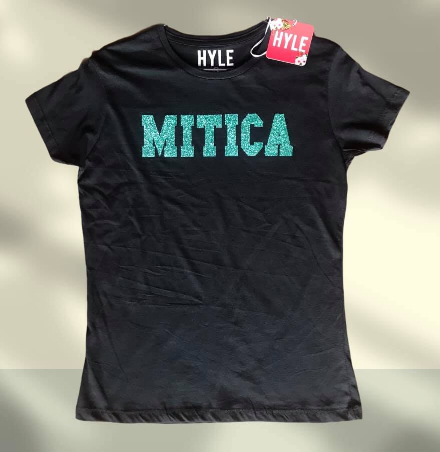 T-shirt donna cotone nero girocollo manica corta 