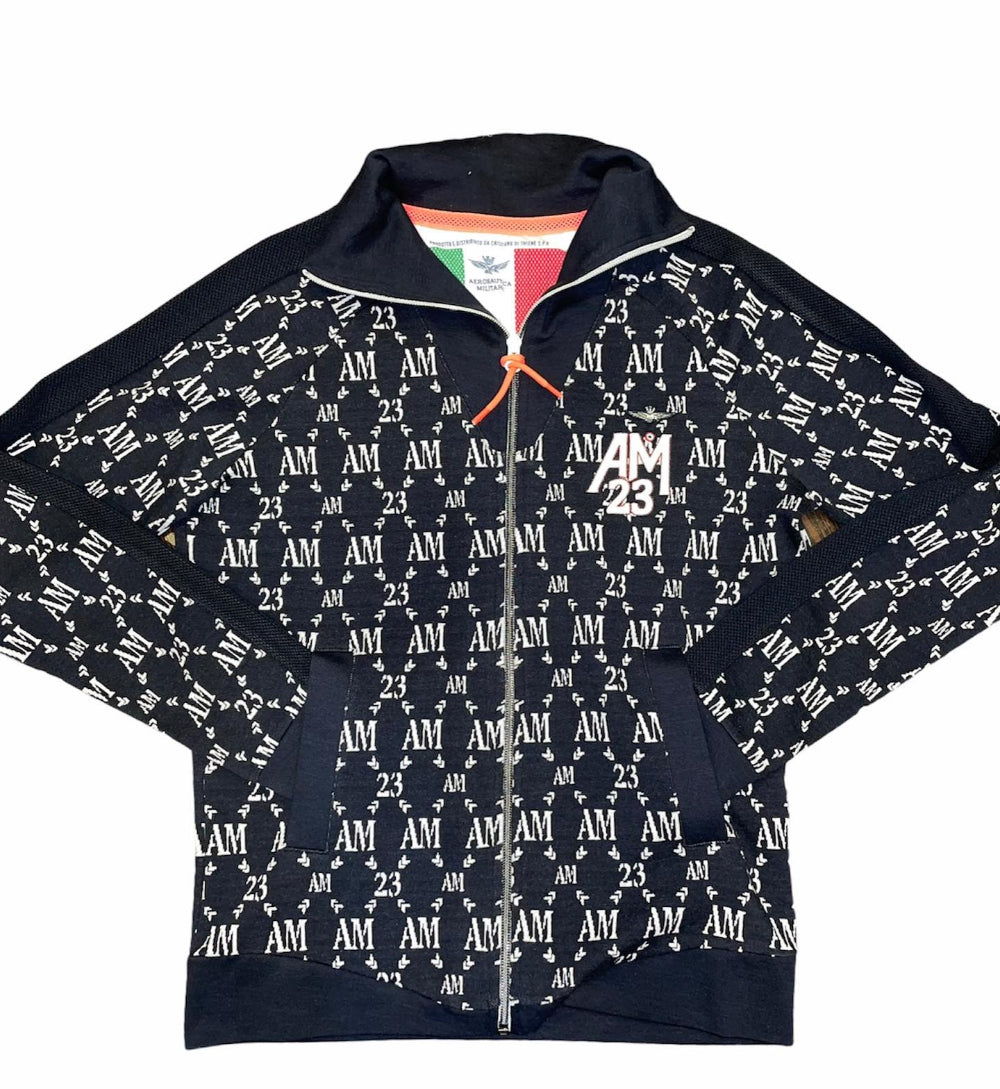 felpa donna blu Aeronautica Militare , full zip, con tasche 