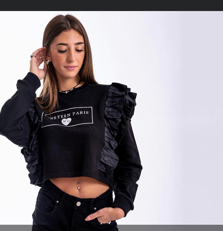 felpa nero ragazza corta 