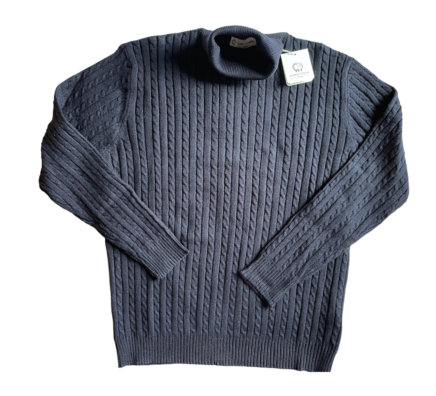 Cashmere Company Maglia uomo dolcevita Nero  trecce  Made in Italy Cashmere e lana