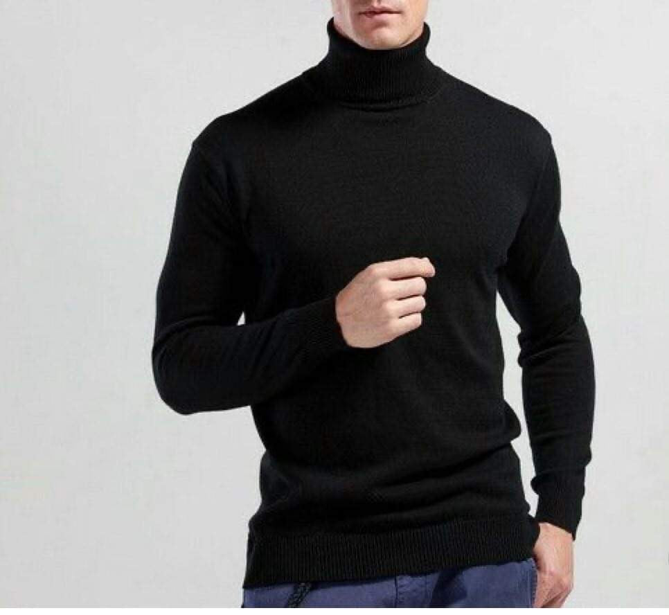 Cashmere Company maglia uomo nero dolcevita pullover sotto giacca  Cashmere Lana e Seta