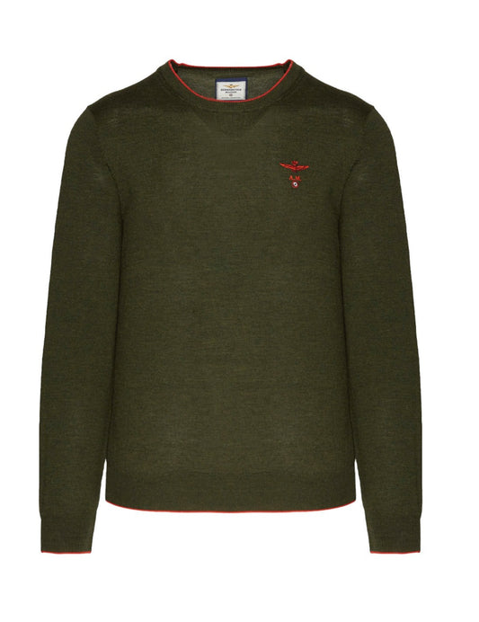 Aeronautica Militare Maglia Uomo Verde SC-30% in Lana Merino | Calda e confortevole per l'inverno