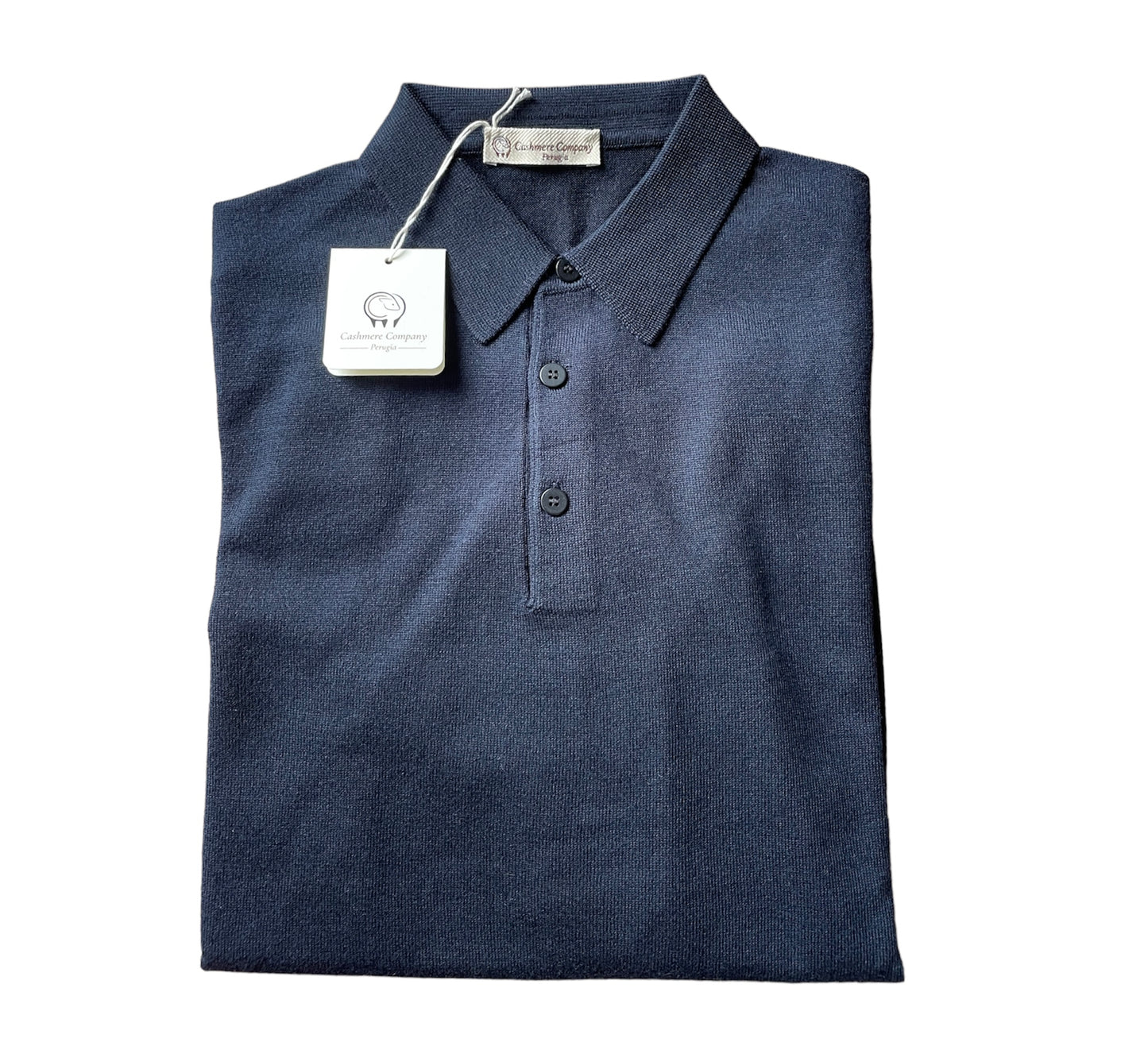 Cashmere Company Polo uomo blu  Lana Cashmere e Seta