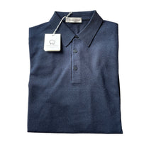 Carica l&#39;immagine nel visualizzatore di Gallery, Cashmere Company Polo uomo blu  Lana Cashmere e Seta
