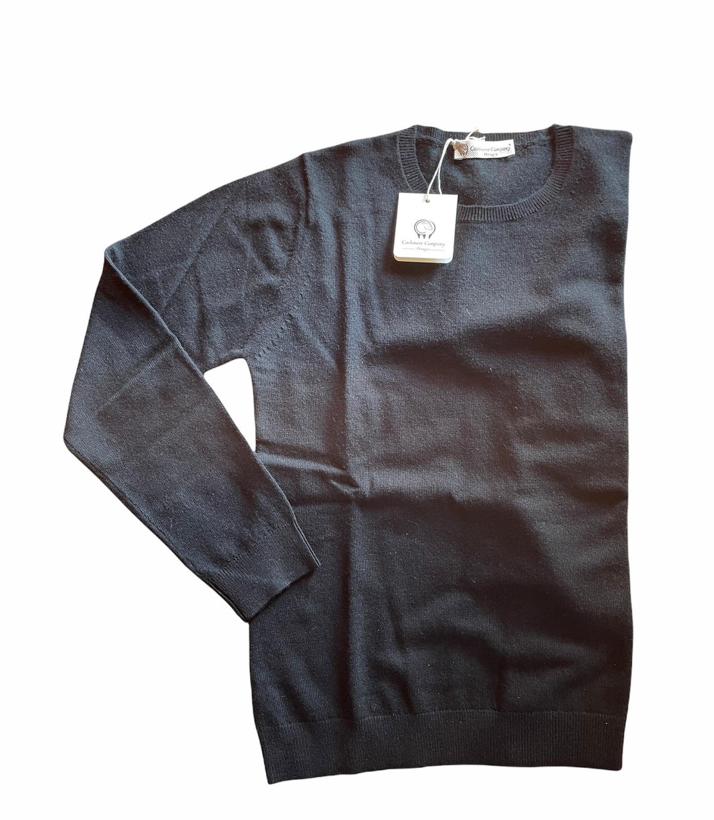 Cashmere Company maglia donna nero SC-50% girocollo maglione pullover manica lunga Cashmere e Lana Made in Italy