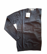 Carica l&#39;immagine nel visualizzatore di Gallery, Cashmere Company maglia donna nero SC-30% girocollo maglione pullover manica lunga Cashmere e Lana Made in Italy
